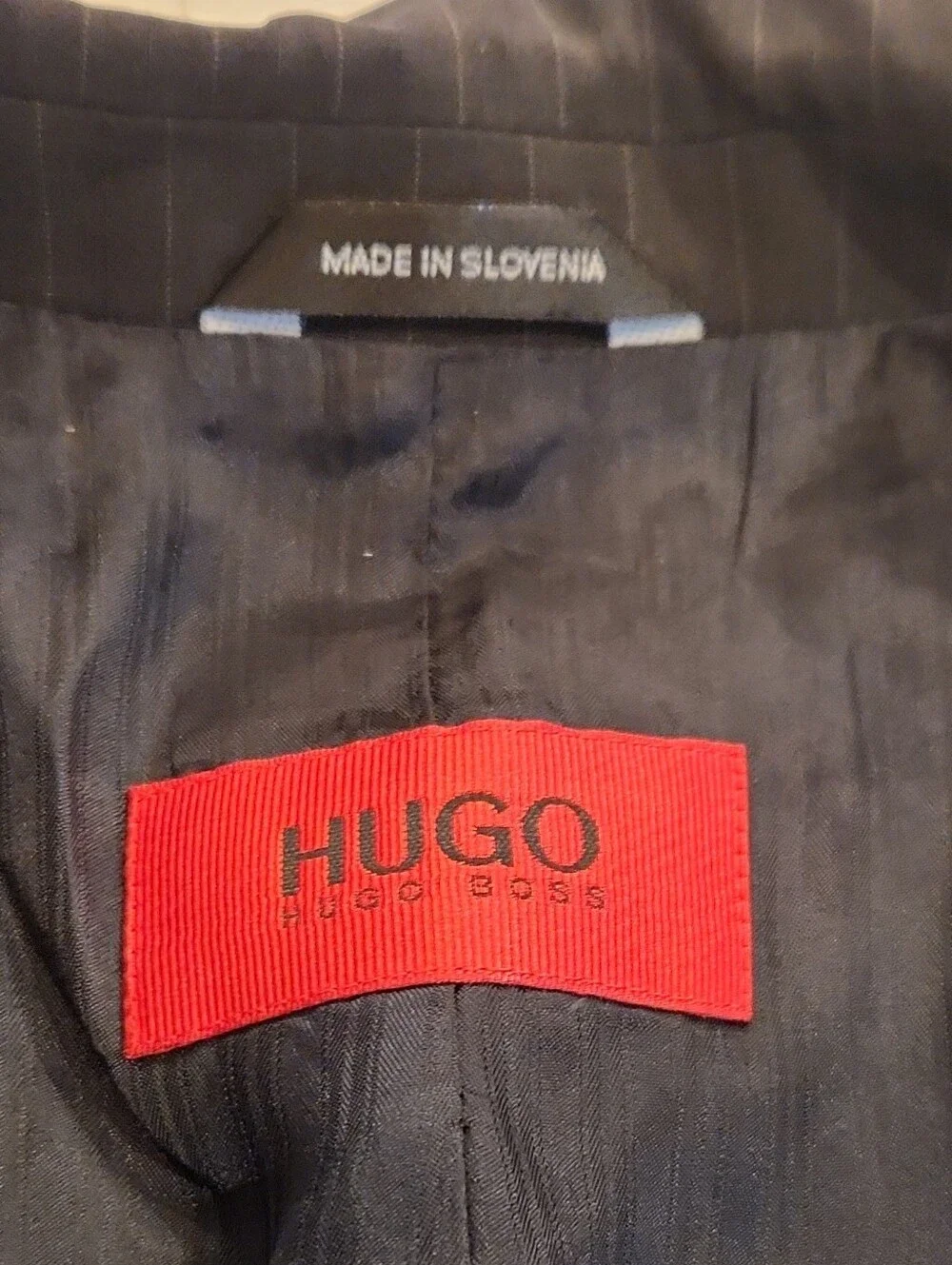 HUGO Black Pinstripe Suit Jacket